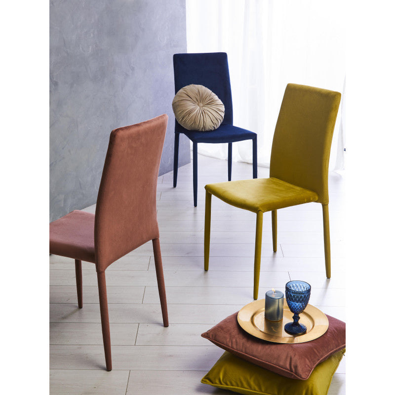 Set di 6 Sedie Connie Velluto Blu 41x44x90