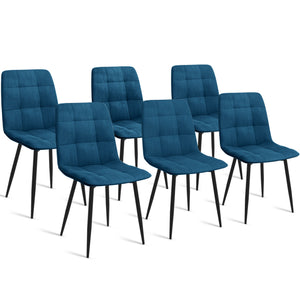 IDMarket - Set di 6 sedie da pranzo in velluto blu MILA