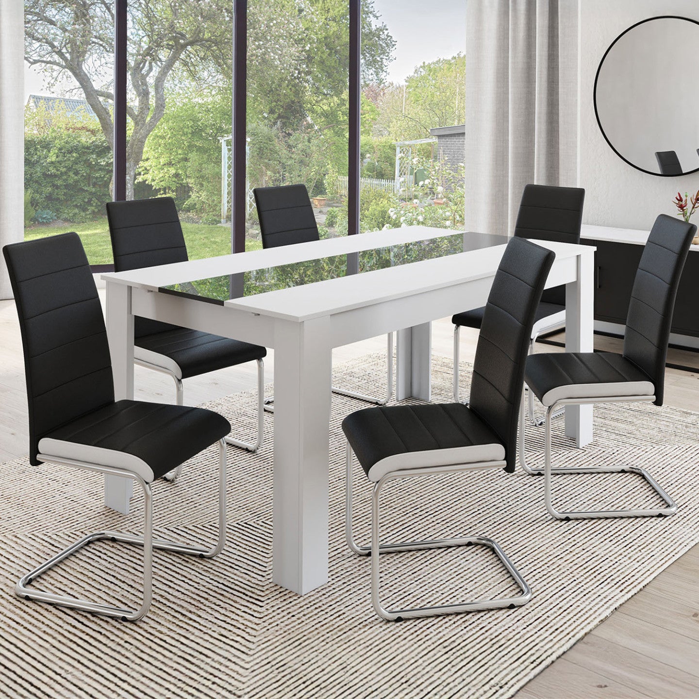 IDMarket - Set di 6 sedie da pranzo MIA nere con finiture bianche