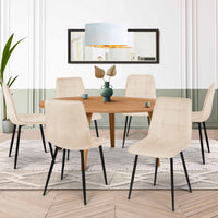 IDMarket - Set di 6 sedie da pranzo MILA in velluto beige