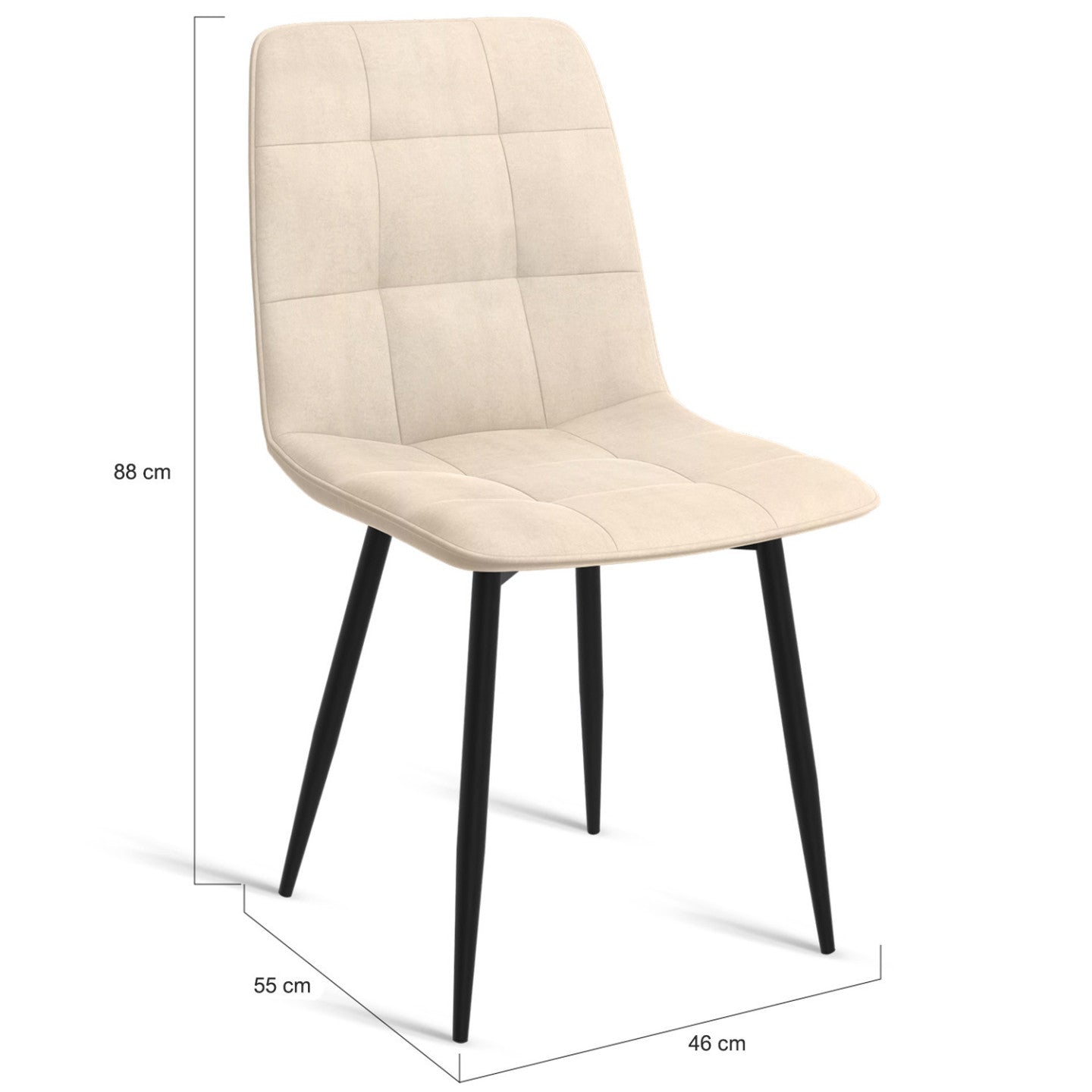 IDMarket - Set di 6 sedie da pranzo MILA in velluto beige