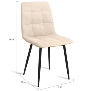 IDMarket - Set di 6 sedie da pranzo MILA in velluto beige