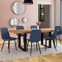 IDMarket - Set di 6 sedie da pranzo MIRA in tessuto blu