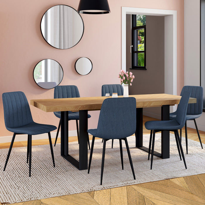 IDMarket - Set di 6 sedie da pranzo MIRA in tessuto blu