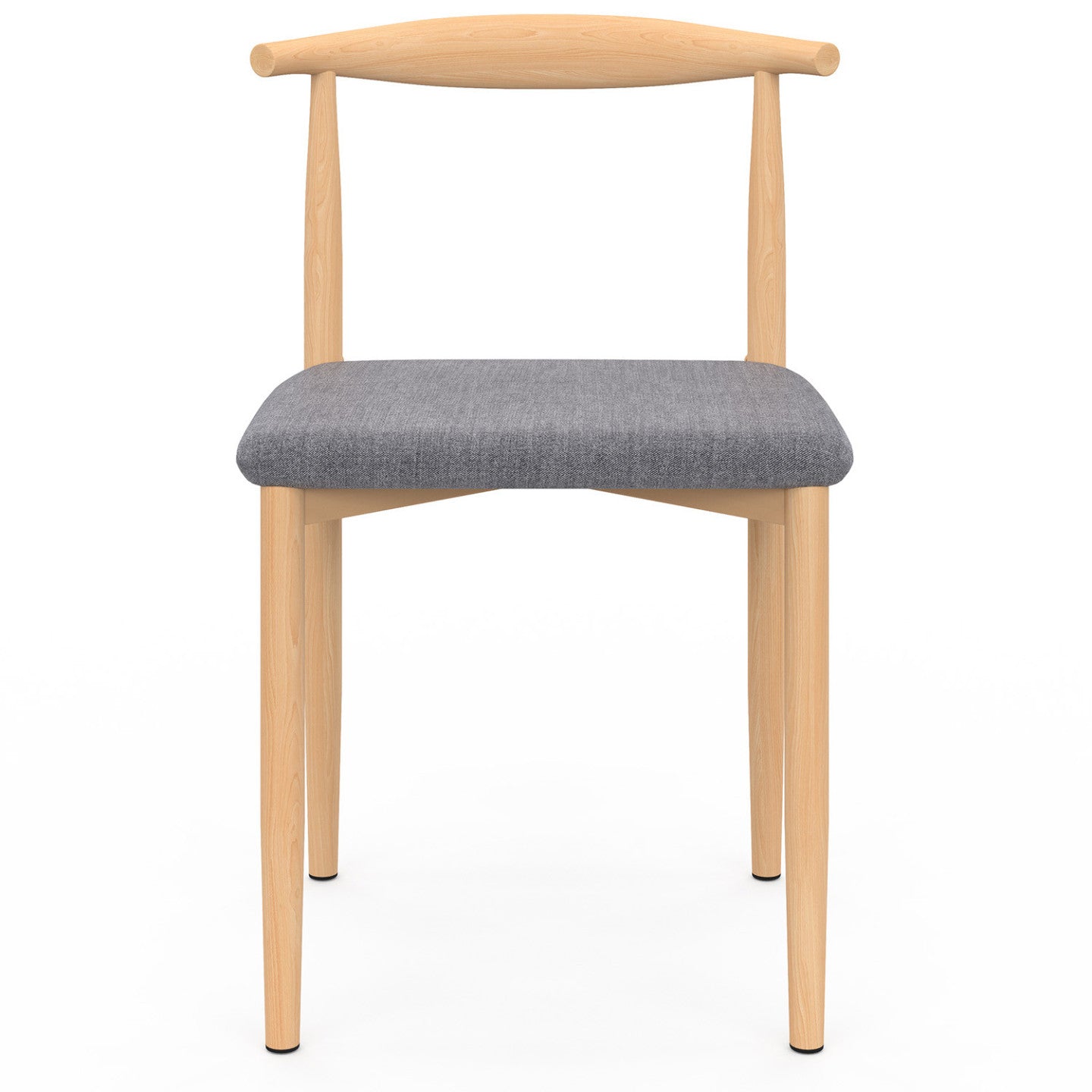 IDMarket - Set di 6 sedie da pranzo NOE in finto legno con sedute in tessuto grigio chiaro