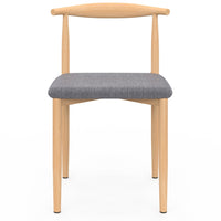 IDMarket - Set di 6 sedie da pranzo NOE in finto legno con sedute in tessuto grigio chiaro