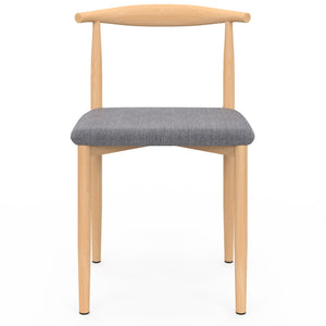 IDMarket - Set di 6 sedie da pranzo NOE in finto legno con sedute in tessuto grigio chiaro