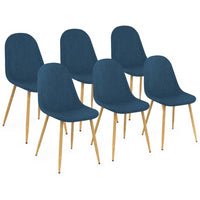 IDMarket - Set di 6 sedie da pranzo scandinave DAPHNE in tessuto blu anatra