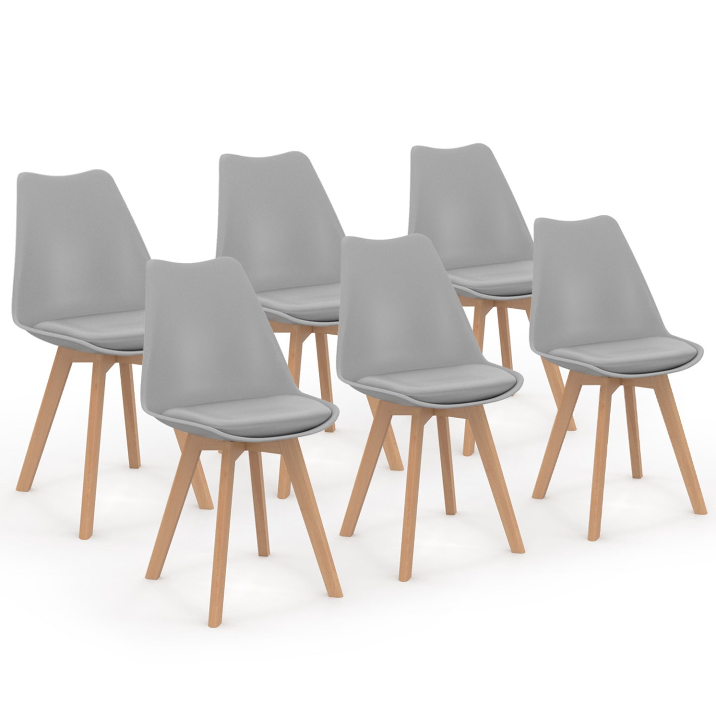 IDMarket - Set di 6 sedie da pranzo scandinave SARA, grigio chiaro