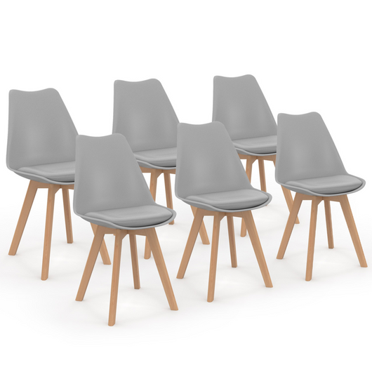 IDMarket - Set di 6 sedie da pranzo scandinave SARA, grigio chiaro