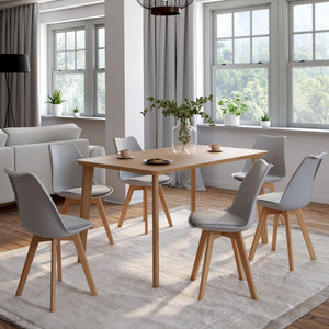 IDMarket - Set di 6 sedie da pranzo scandinave SARA, grigio chiaro