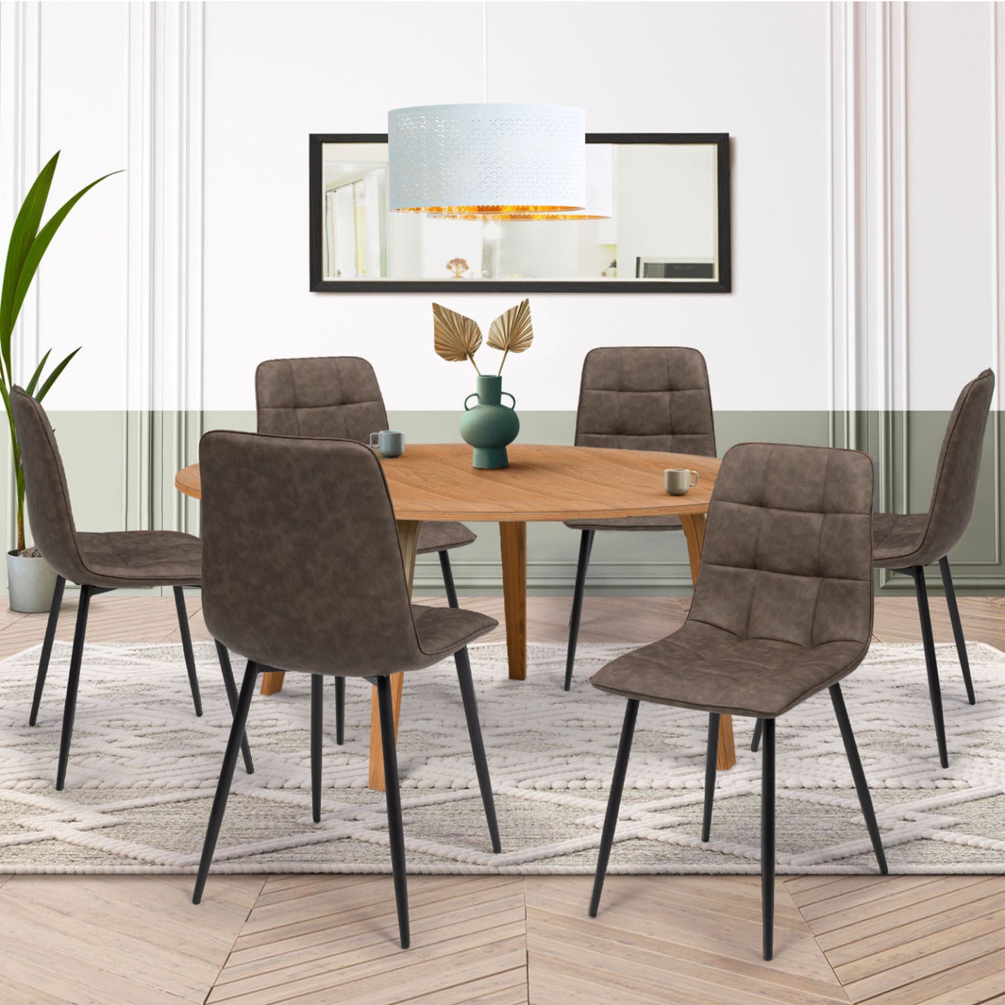 IDMarket - Set di 6 sedie da pranzo vintage in PU MILA marrone