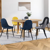 IDMarket - Set di 6 sedie DALI in velluto misto blu, grigio scuro, grigio chiaro e giallo