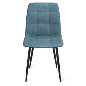 IDMarket - Set di 6 sedie in velluto misto MILA blu pastello x2, grigio scuro x2, grigio chiaro e rosa