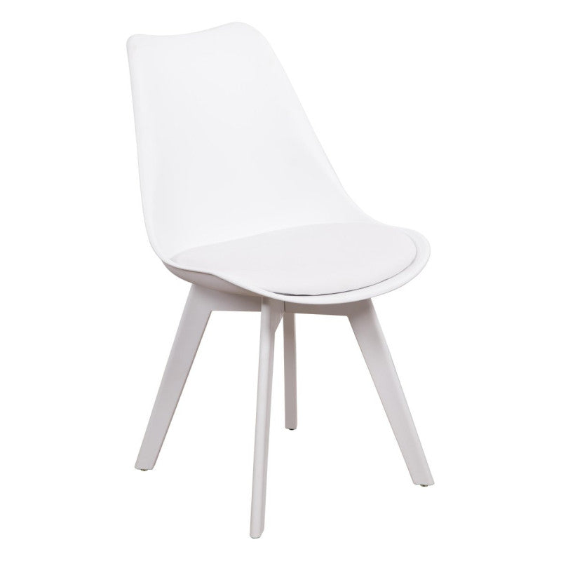 Set di 6 Sedie Kelly In Pp+pu Bianca Con Gambe In Matching Color