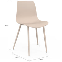 IDMarket - Set di 6 sedie KIARA beige con gambe in metallo