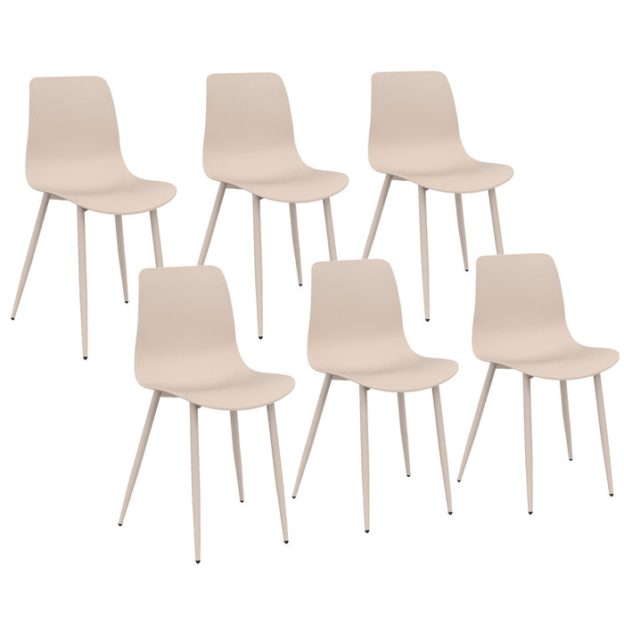 IDMarket - Set di 6 sedie KIARA beige con gambe in metallo
