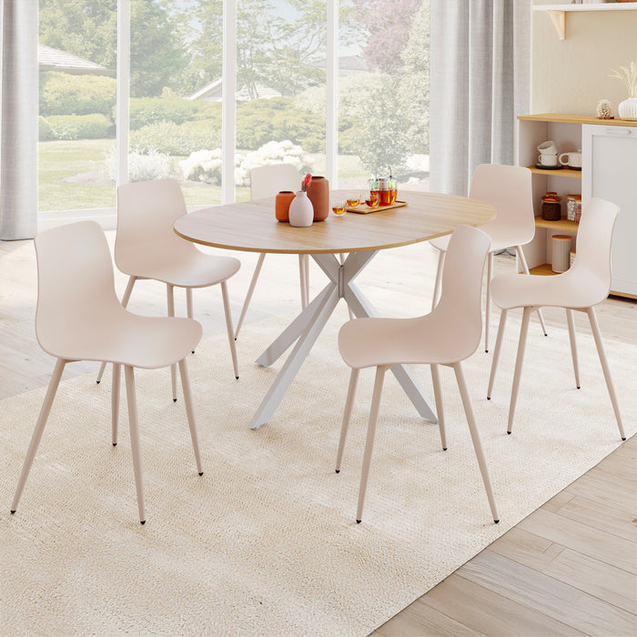 IDMarket - Set di 6 sedie KIARA beige con gambe in metallo