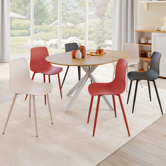 IDMarket - Set di 6 sedie KIARA in colore misto grigio scuro x2, terracotta x2, beige x2 con gambe in metallo