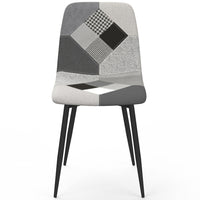 IDMarket - Set di 6 sedie MILA in velluto grigio scuro, grigio chiaro, beige e nero e patchwork nero, grigio e bianco x2 per la sala da pra