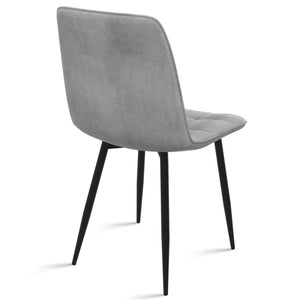 IDMarket - Set di 6 sedie MILA in velluto misto verde x2, grigio scuro x2, grigio chiaro, giallo