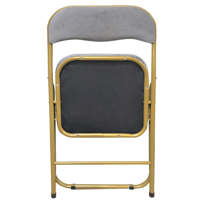 Set di 6 Sedie Pieghevole Cynthia In Velluto Grigio E Struttura Oro