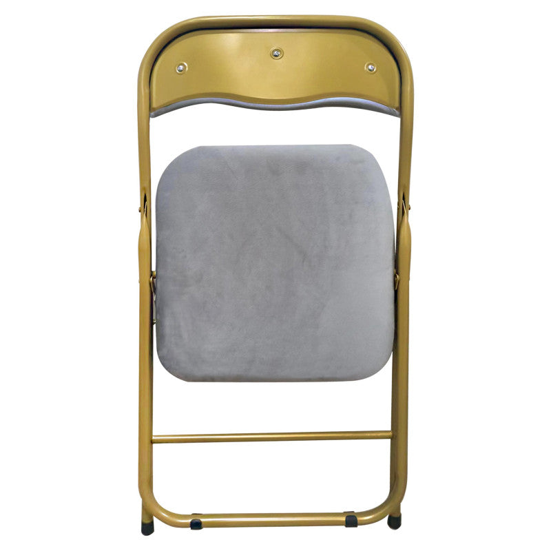 Set di 6 Sedie Pieghevole Cynthia In Velluto Grigio E Struttura Oro