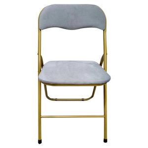 Set di 6 Sedie Pieghevole Cynthia In Velluto Grigio E Struttura Oro