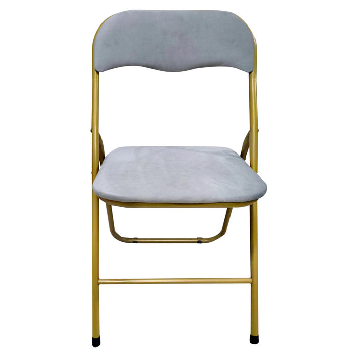 Set di 6 Sedie Pieghevole Cynthia In Velluto Grigio E Struttura Oro