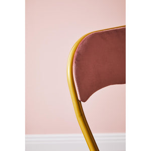 Set di 6 Sedie Pieghevole Cynthia In Velluto Rosa E Struttura Oro