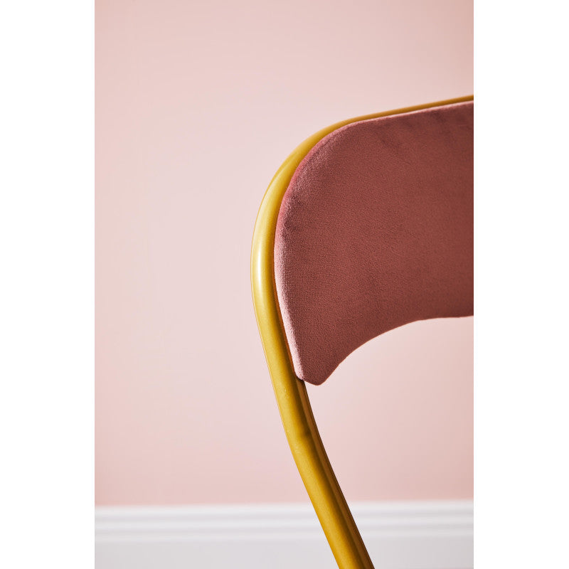 Set di 6 Sedie Pieghevole Cynthia In Velluto Rosa E Struttura Oro