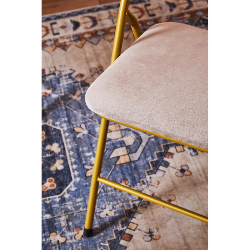 Set di 6 Sedie Pieghevole Cynthia In Velluto Tortora E Struttura Oro