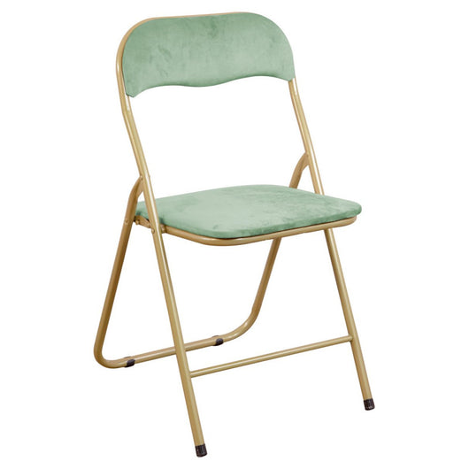 Set di 6 Sedie Pieghevole Cynthia In Velluto Verde Acqua E Struttura Oro