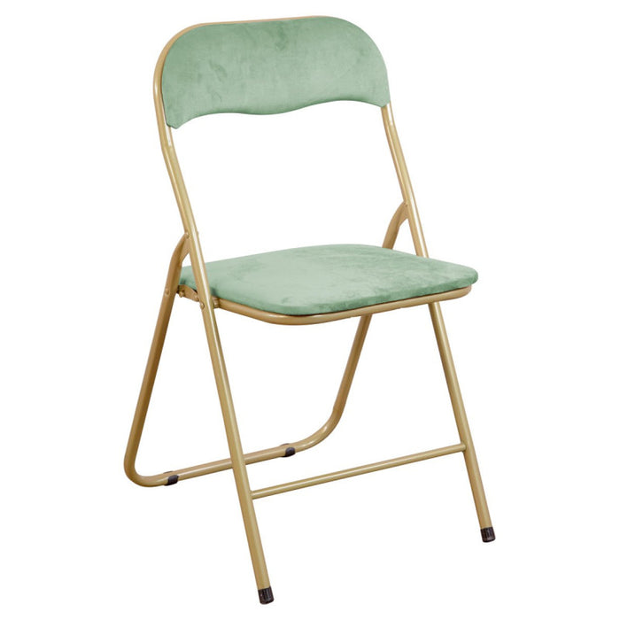 Set di 6 Sedie Pieghevole Cynthia In Velluto Verde Acqua E Struttura Oro