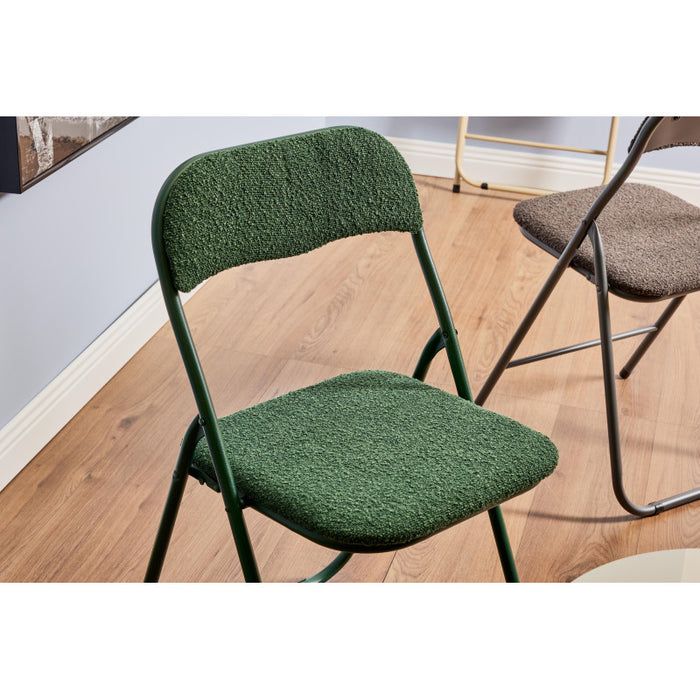 Set di 6 Sedie Pieghevole Solana In Tessuto Boucle' Verde Scuro