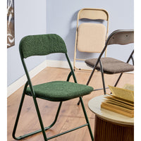 Set di 6 Sedie Pieghevole Solana In Tessuto Boucle' Verde Scuro