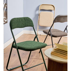 Set di 6 Sedie Pieghevole Solana In Tessuto Boucle' Verde Scuro