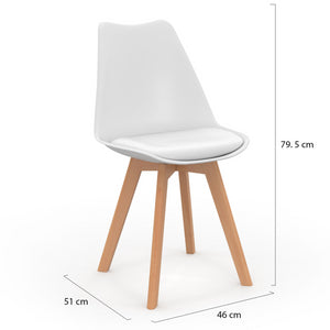 IDMarket - Set di 6 sedie scandinave SARA beige e bianche con velluto patchwork marrone e beige