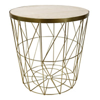 Set di 6 Tavolini Contenitore Kaori Diam 38x40 Oro Con Top In Mdf