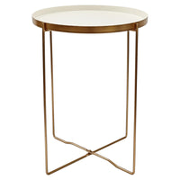 Set di 6 Tavolini Frosty Gambe Oro + Vassoio Bianco ø36xh47 5 Cm