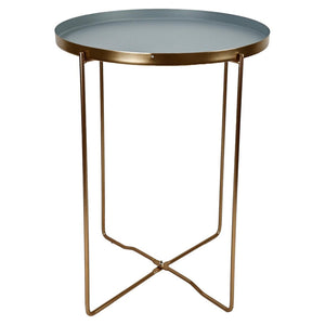 Set di 6 Tavolini Frosty Gambe Oro + Vassoio Grigio ø36xh47 5 Cm