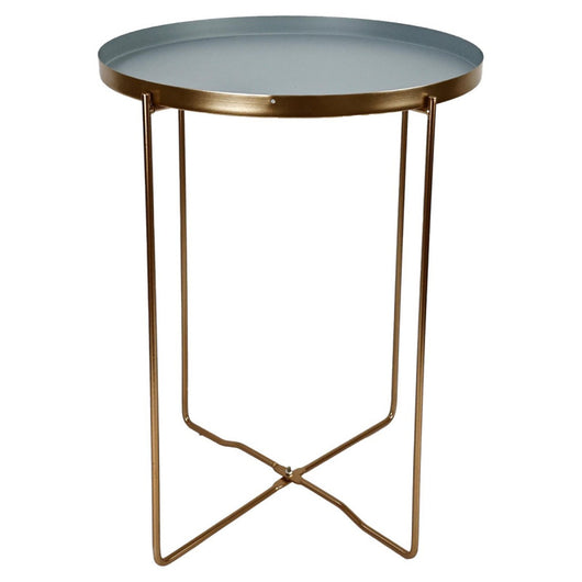 Set di 6 Tavolini Frosty Gambe Oro + Vassoio Grigio ø36xh47 5 Cm