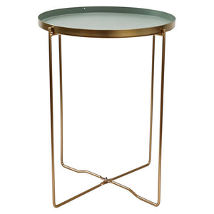 Set di 6 Tavolini Frosty Gambe Oro + Vassoio Verde Scuro ø36xh47 5 Cm