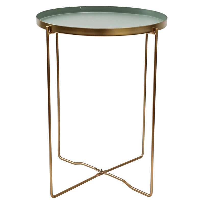 Set di 6 Tavolini Frosty Gambe Oro + Vassoio Verde Scuro ø36xh47 5 Cm