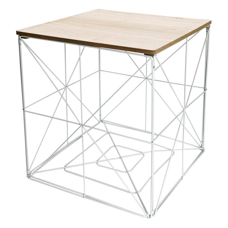 Set di 6 Tavolini Kalin 38x38x40cm Top Naturale+struttura Bianca