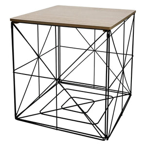 Set di 6 Tavolini Kalin 38x38x40cm Top Naturale+struttura Nera