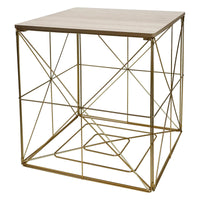 Set di 6 Tavolini Kalin 38x38x40cm Top Naturale+struttura Oro