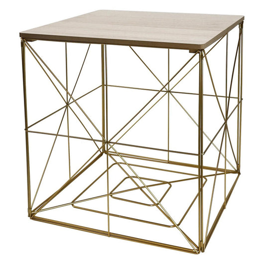 Set di 6 Tavolini Kalin 38x38x40cm Top Naturale+struttura Oro