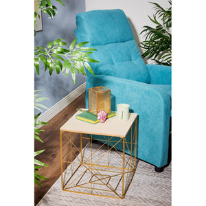 Set di 6 Tavolini Kalin 38x38x40cm Top Naturale+struttura Oro