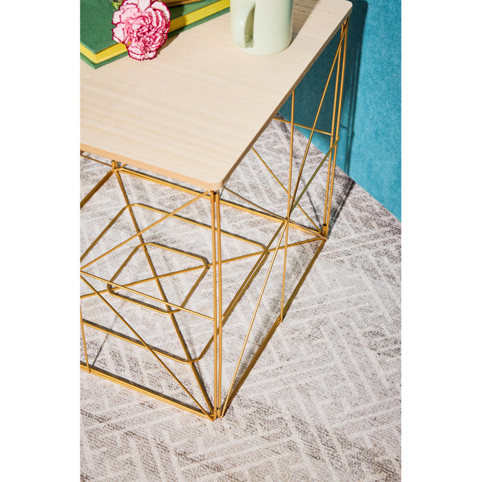 Set di 6 Tavolini Kalin 38x38x40cm Top Naturale+struttura Oro